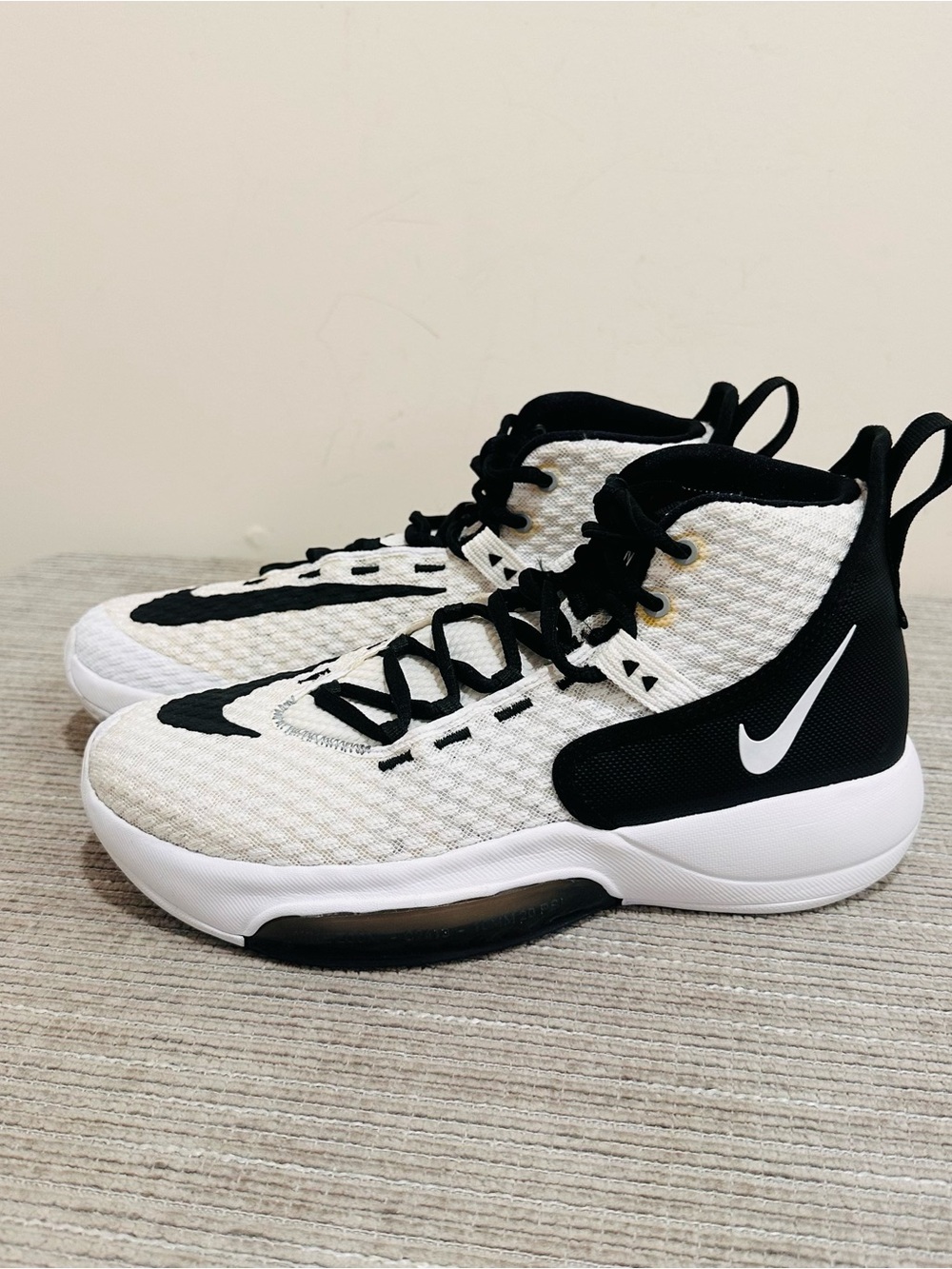 Nike Zoom Rize TB Basketball Shoes White/White/Black BQ5468-100 Size 7,5